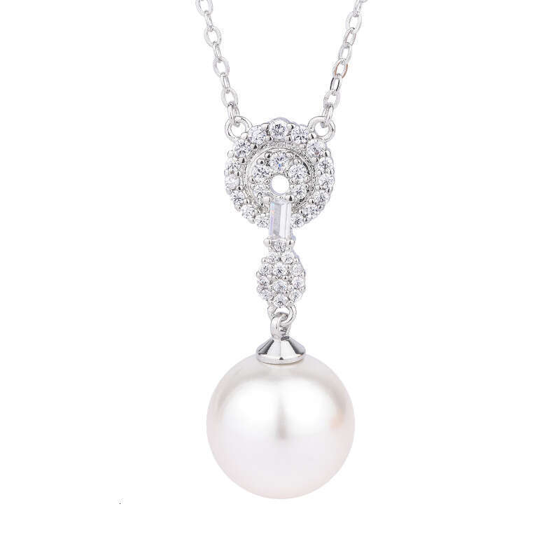 Shell Earrings And White Pearl Necklace Pendant Two-Piece Set With Elegant Design For Women B2a