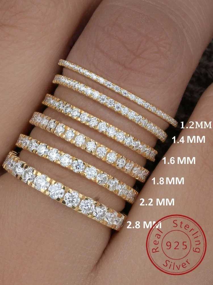 925 Sterling Silver Fashionable 1.4MM 1.6MM 1.8MM Full Zircon Ring For Women Engagement Wedding Luxury High Quality Fine JewelryXJ250707
