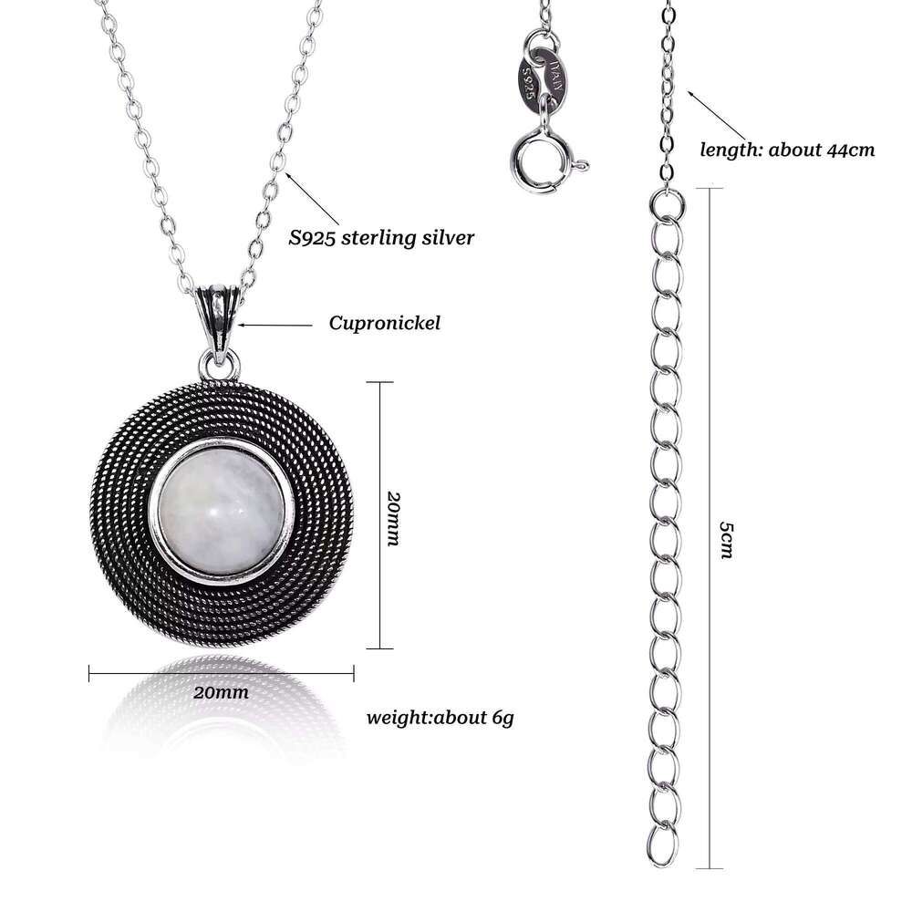 Sterling Sier Necklace Moonstone Natural Stone Jewelry Women's Gift