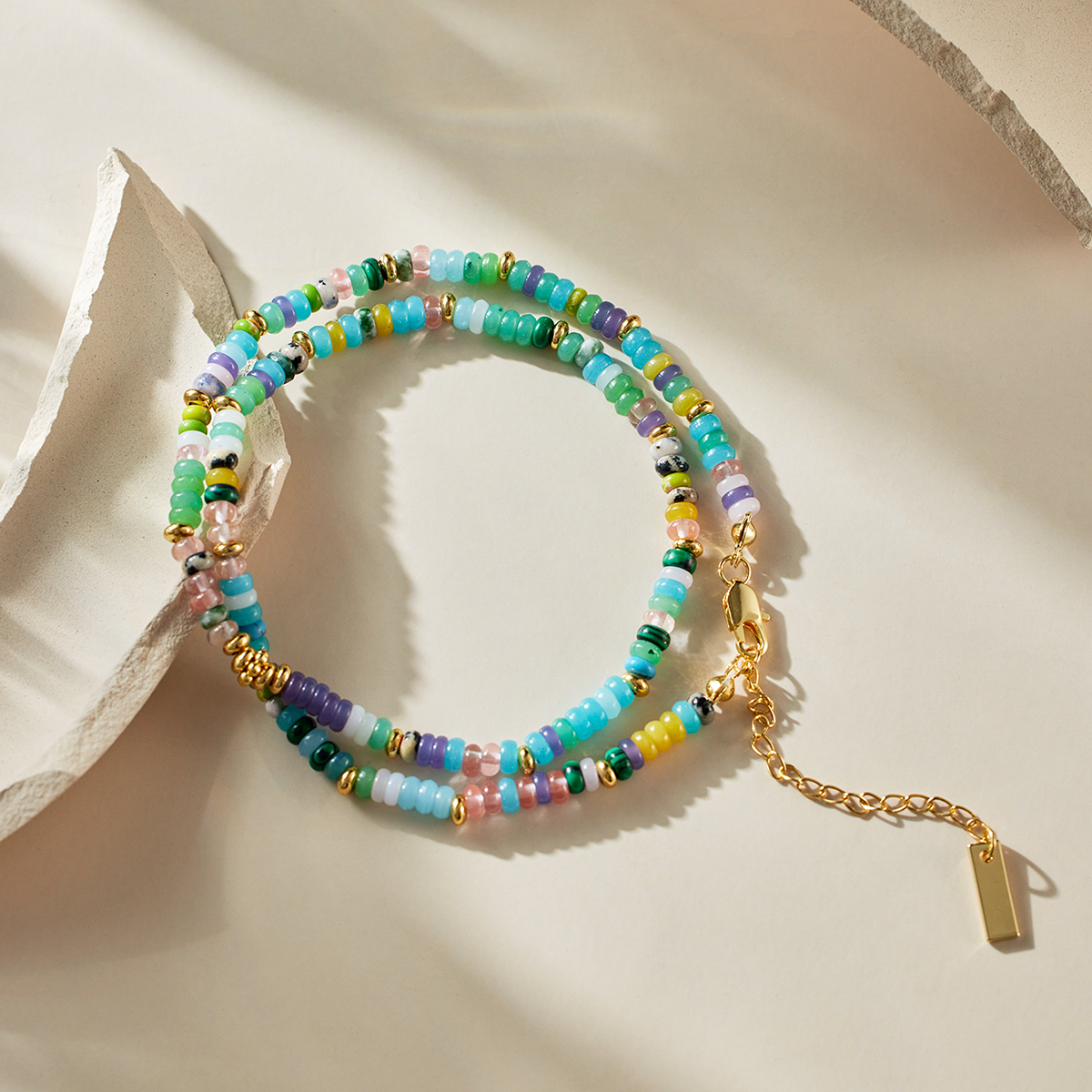 New senior sense of light luxury niche colorful colorful collarbone chain handmade beaded necklace jewelry female TM0030