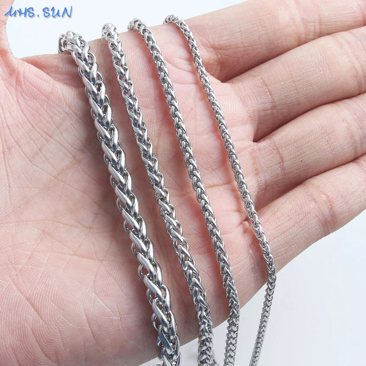 SUNSLL Stainless Steel M Flower Basket Chain Necklaces Silver Color Braided Wheat For Women Men Minimalist Jewelry 250704