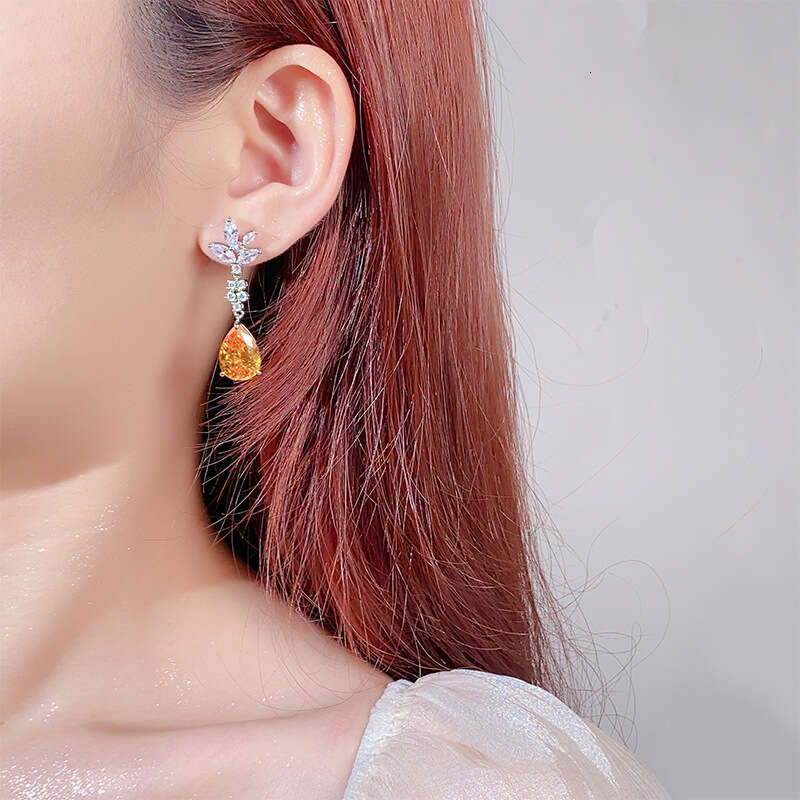 Paraiba Blue Sapphire Jewelry Live Simulation Red Long Emerald Earrings 630