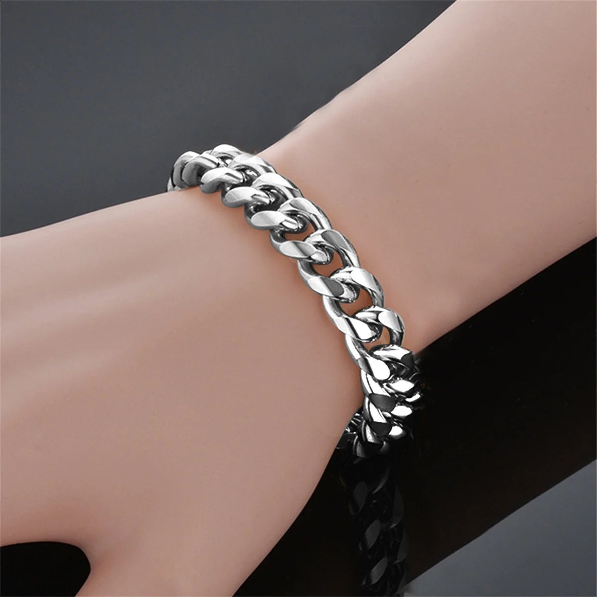 10mm Punk Miami Cuban Link Chain Bracelet for Men Gold Silver Color Stainless Steel Heavy Hand Chains Mens Jewelry Gift 250707