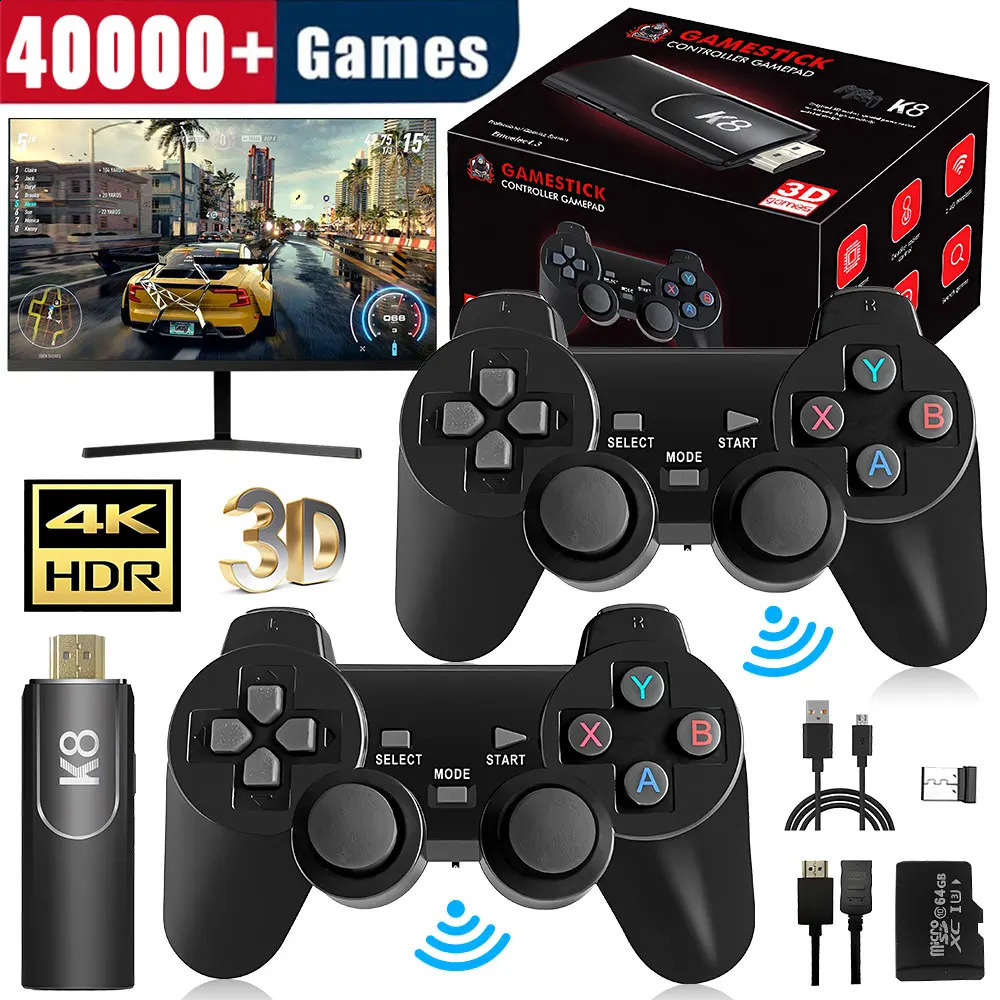 4K HD K8 Gamepad 64G Retro Video Game Console 40000 Game 40 Emulator Dual Wireless 2.4G Controller Retro Console s Gift Gam 250707