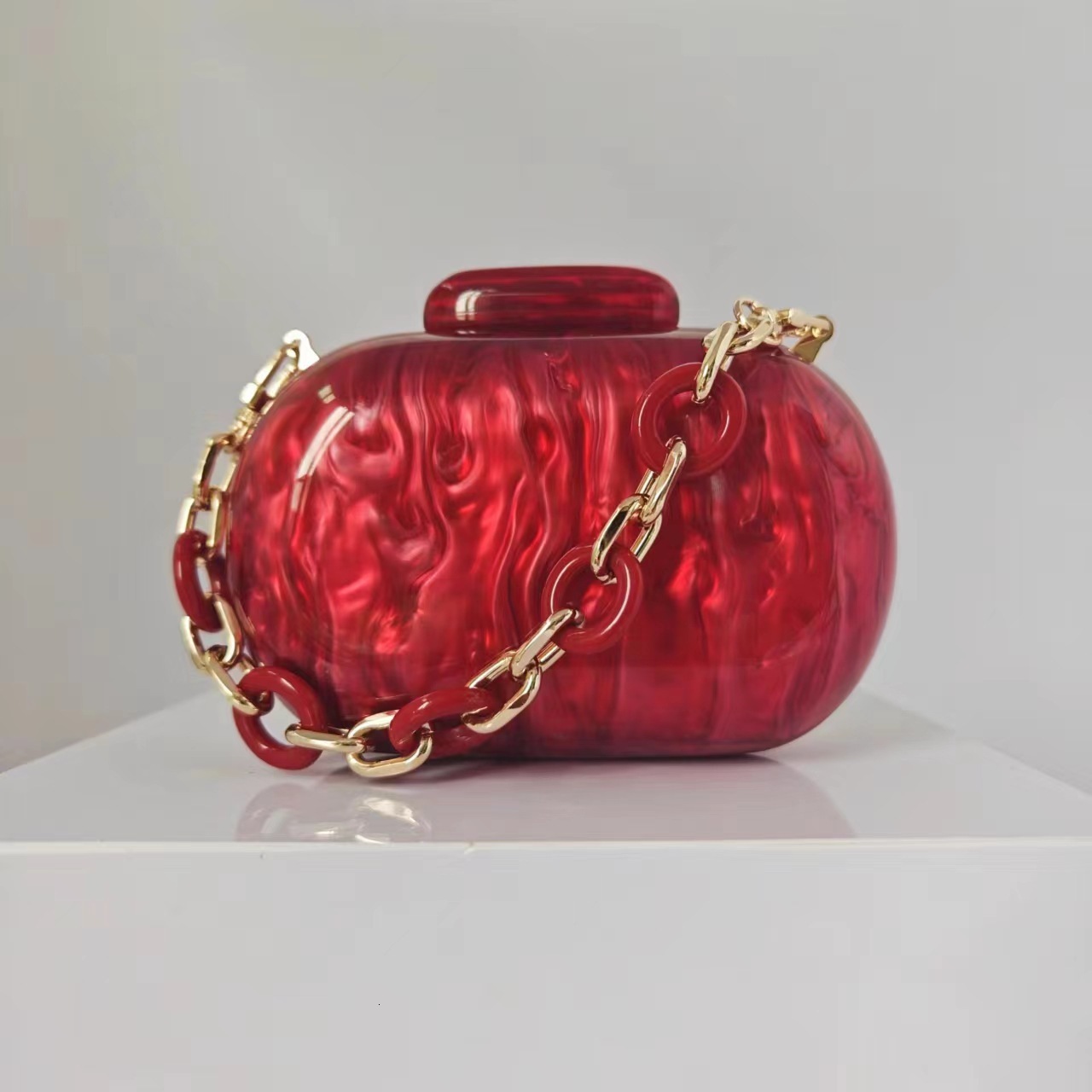 Ladies trend European and American oval shell goose trend egg acrylic handbag designer bag evening wear shoulder crossbody bag