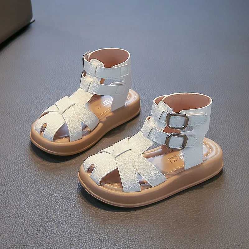 2025 Summer New Children Roman Sandals for Girls Fashion Korean Style Soft Bottom Anti-Slip Versatile Princess Beach Shoes R250707