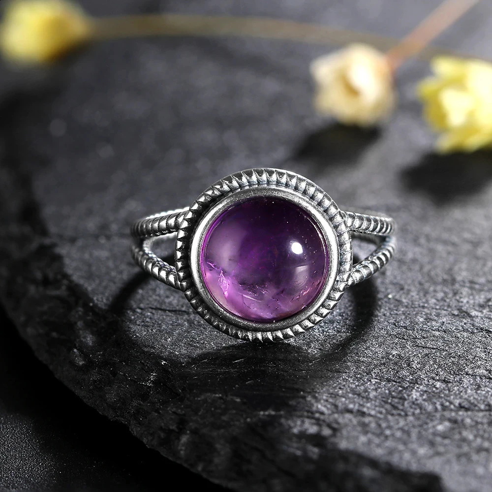 Arrival Vintage Natural Amethyst Rings For Women S925 Silver Jewelry With Stones Anniversary Gift 250624