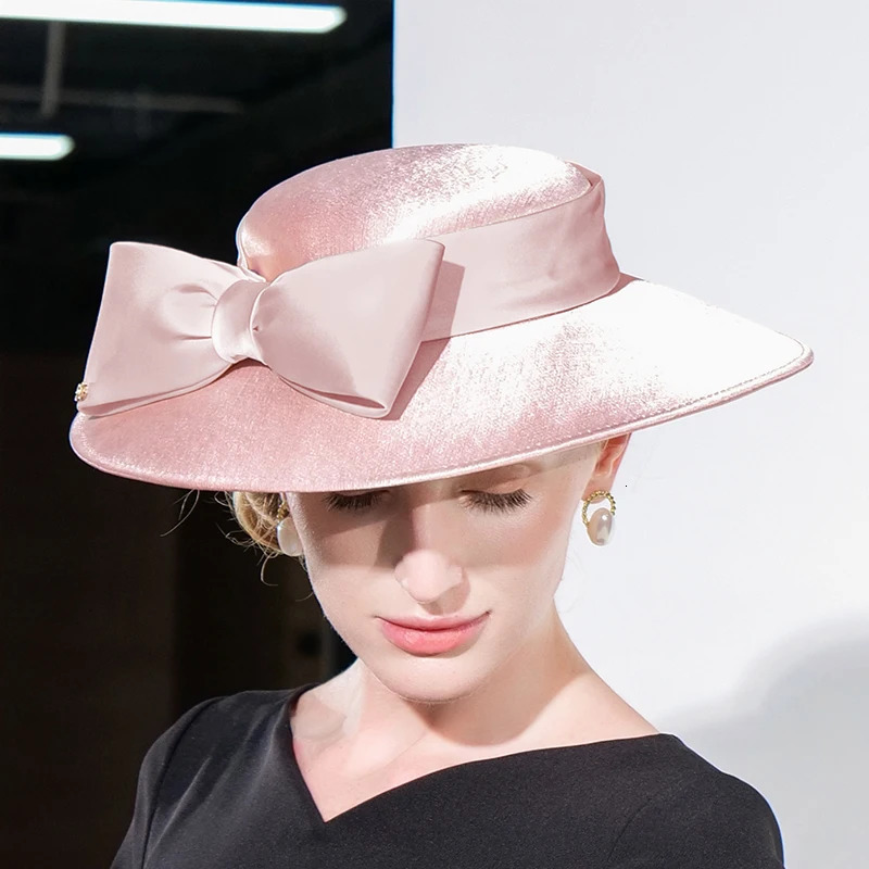 162 Lady Wide Brim Fedora Hat Summer Sweet Lovely Elegant British Top Sunscreen Female Hats Military Hat 250707