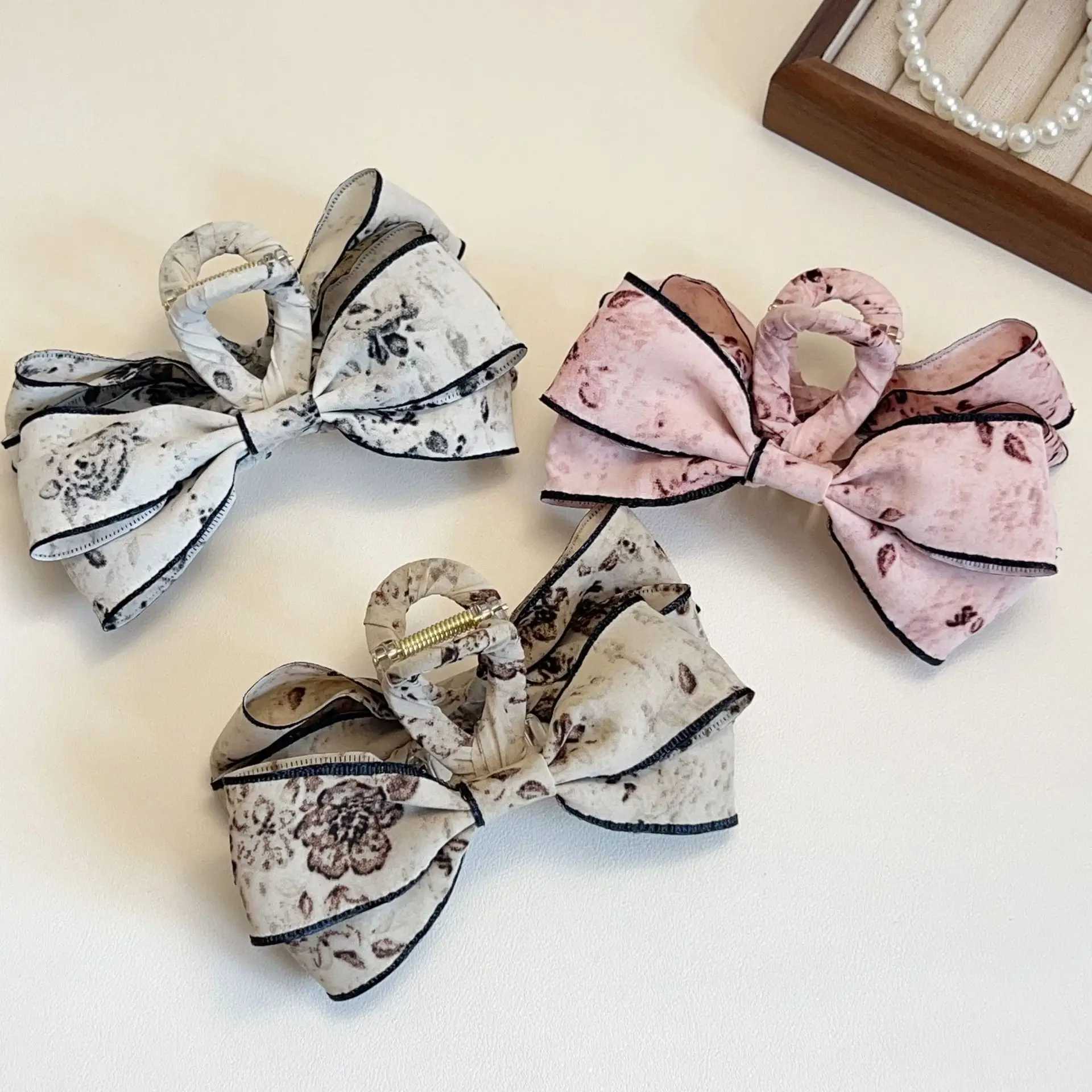 Bow Hairpin Womens Back of The Head 2025 New Headdress Clip Cute Half Tie Hair Grab Clip Shark Clip Large Z250707