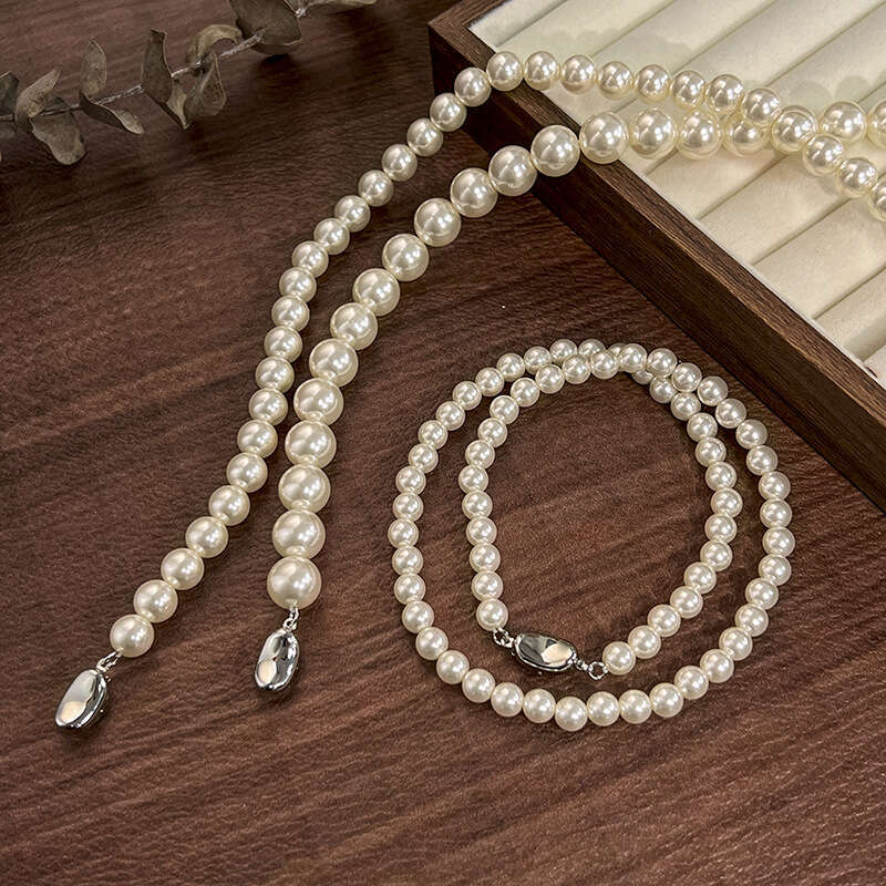 New Style Imitation Pearl Necklace Crystal Beads Fashionable Elegant Women's Glossy Versatile Jewelry E39