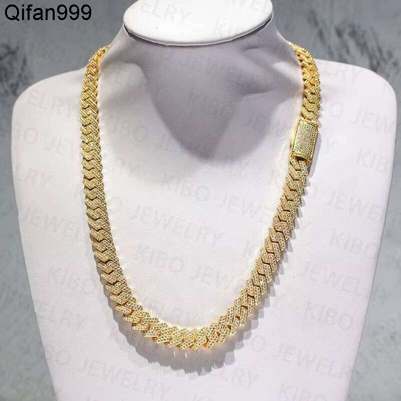 Hip Men Jewelry 12Mm Sterling Sier 10K 14K Iced Out VVS Moissanite Cuban Chain Necklace
