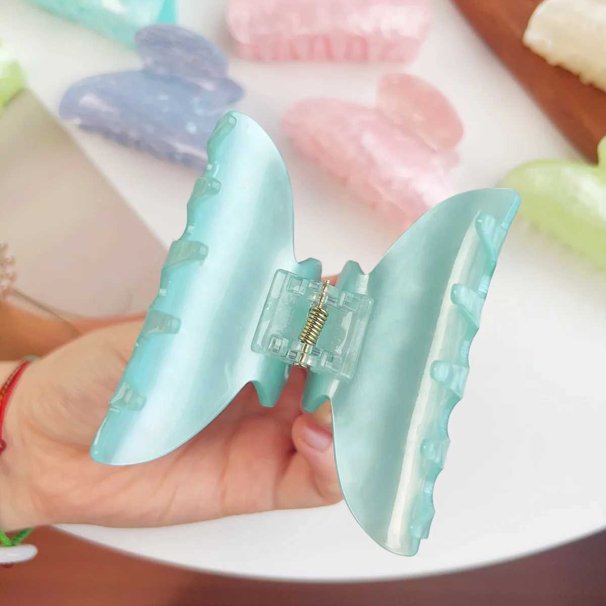 8CM Marble Pattern Acrylic Hair Claw Geometric Claw Clips Korean Trendy Hair Clips for Women Girls Hair Accessories Y250707
