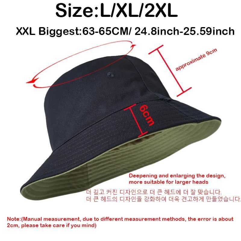 Enlarged Deepening XXL Size 65cm Bucket Cap Women Big Head Double-sided Panama Fisherman Hat Men Large Size Tide Hip Hop Sun Hat Y250707