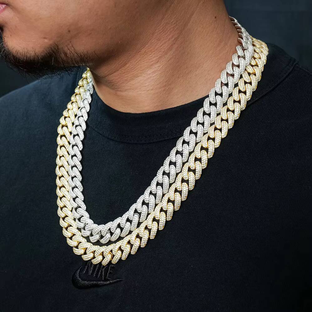 New Fashion Hip Hop Fine Jewellery Men's S Sier Cuban Moissanite Iced Out Chain Necklace