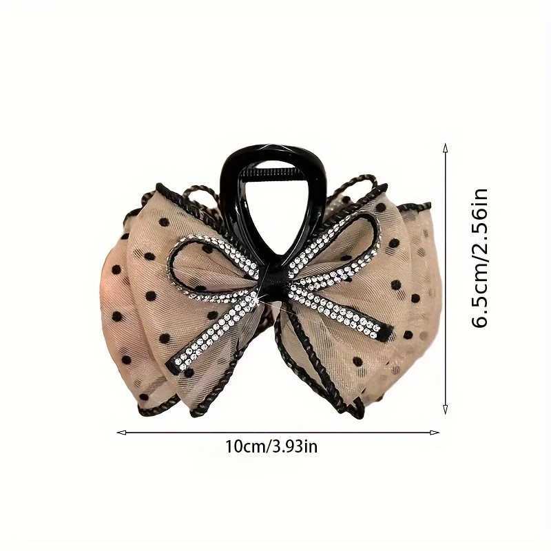 Mesh Bow Rhinestones Hair Clip for Women elegant Hair Clamp Fashion Girl Ponytail Clip Hair accessories Z250707