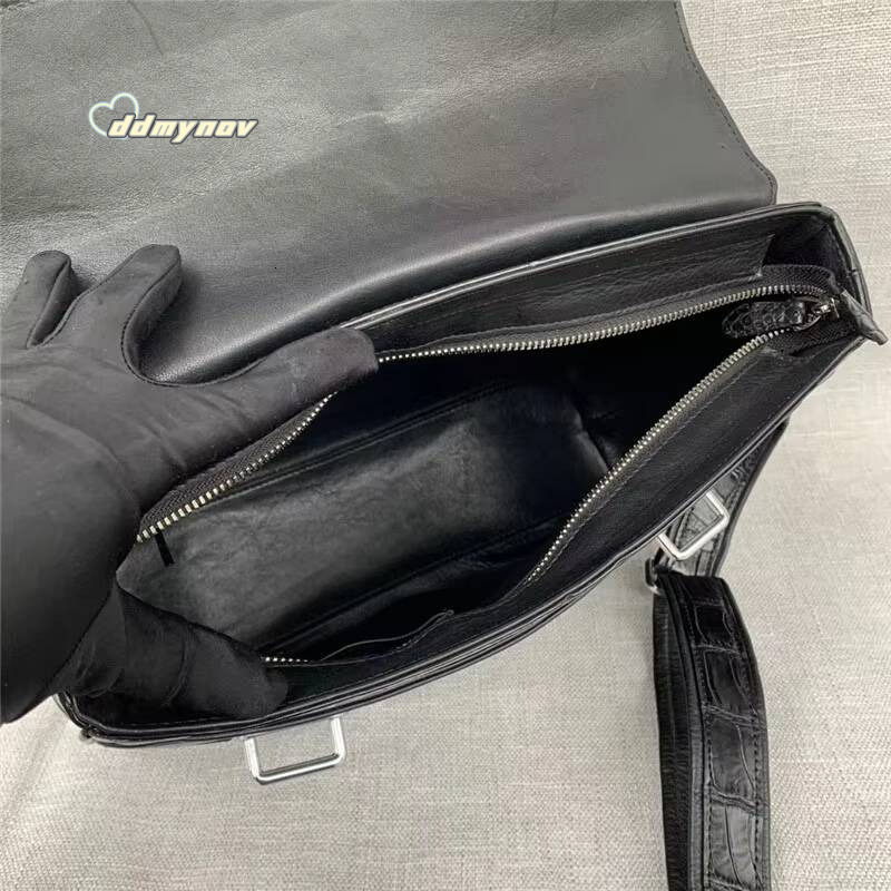 Authentic Real Crocodile Belly Skin Mens Messenger Satchels Genuine Alligator Leather Male Single Shoulder Bag ddmynov