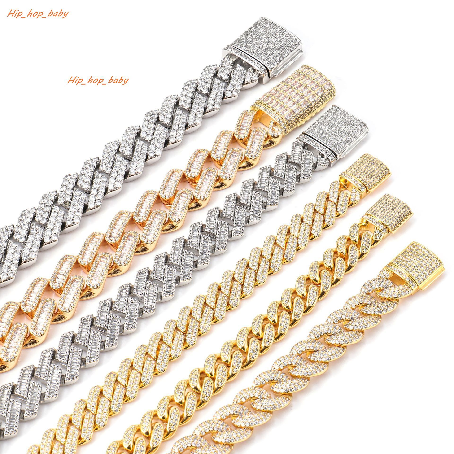 Hot Selling 925 Sterling Silver Hip Hop Moissanite Diamond Cuban Link Chain 10mm 12mm 15mm Iced Out Necklaces