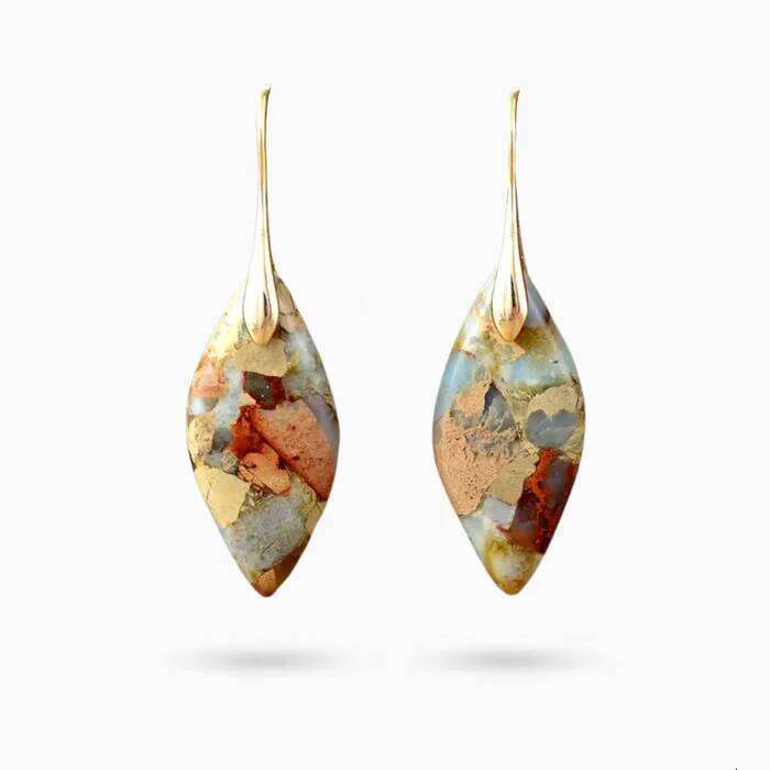 Fashion Natural Imperial Jasper Hanging Women's Stone Drop Earrings Ethnic Elegant Jewelry Gift