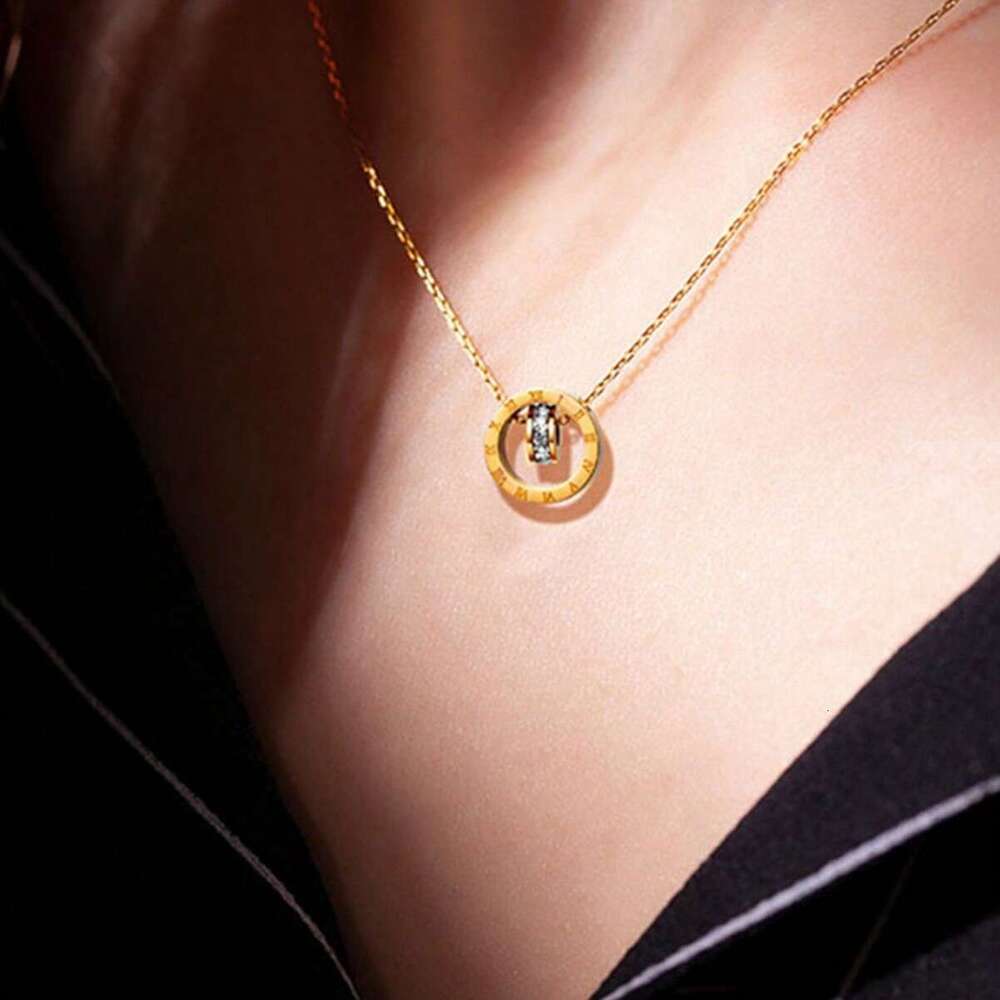 DHcollections New Roman Double Ring Pendant Collarbone Chain Women's Fashion Slim Waist Necklace