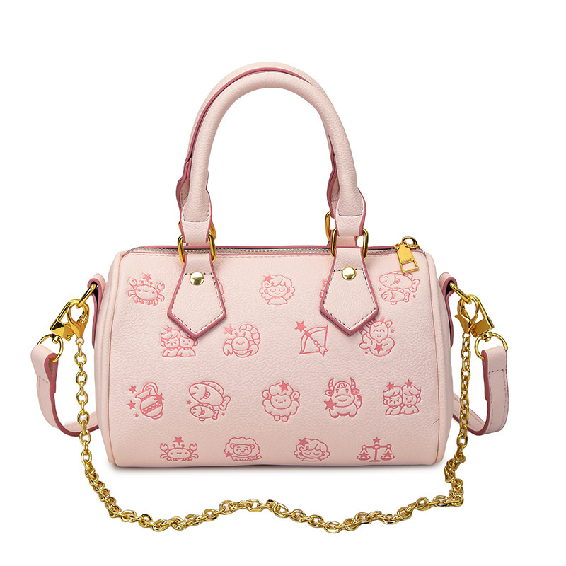 Designer High-End Feel for Women 2025 New Korean Version Cartoon Print Boston Commuter Phone Shoulder Crossbody Light Luxury Women's Bag
