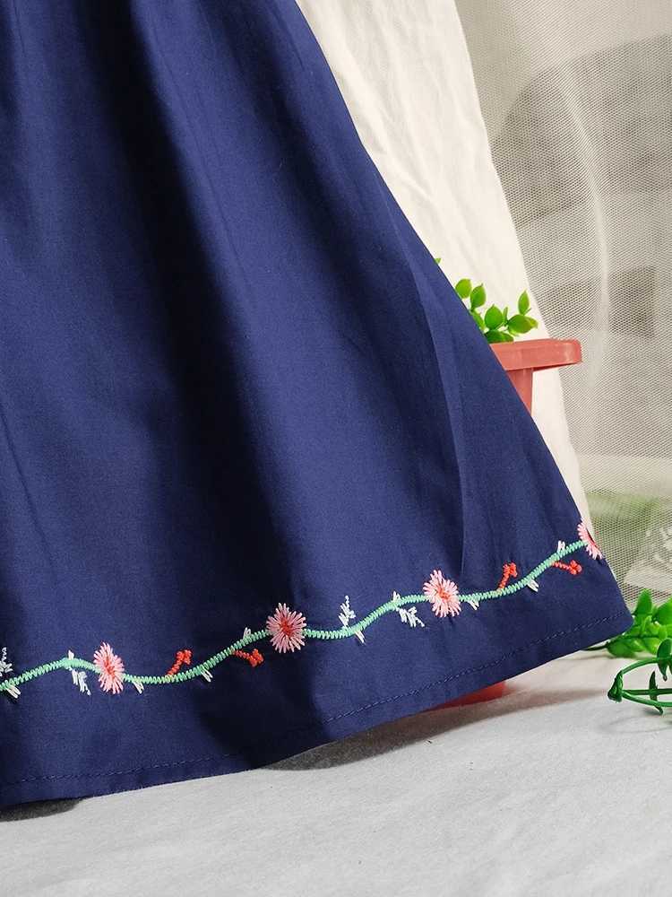 Toddler Girls Short Sleeve Flowers Embroidered Cotton Casual Princess Dress For Party Kids Summer Clothes R250707