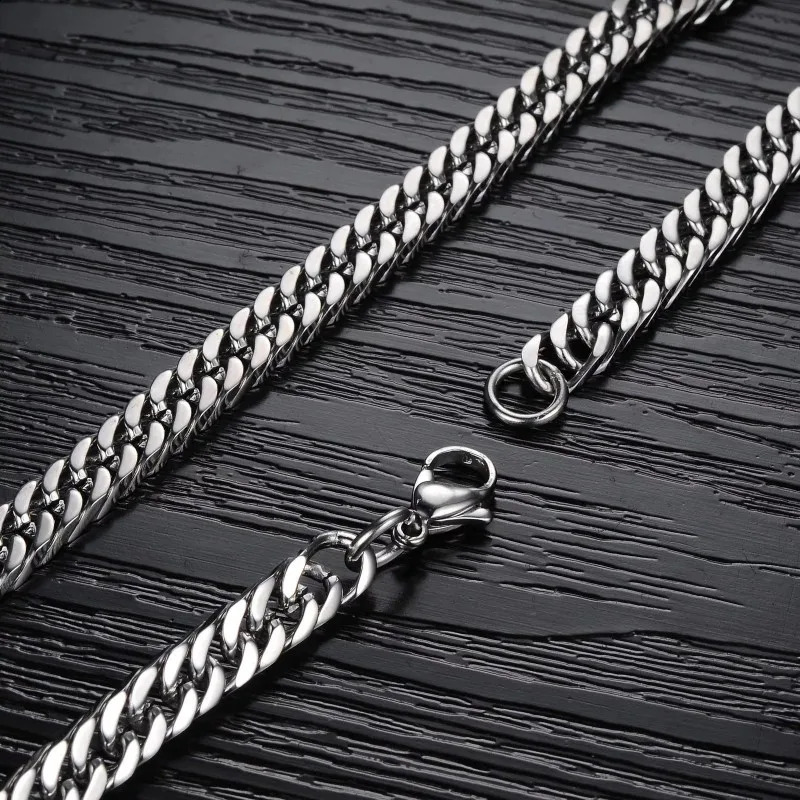 8mm14mm Thick Stainless Steel Cuban Chain Necklace For Men Punk Neck Male Chains Jewelry Accessories 250707