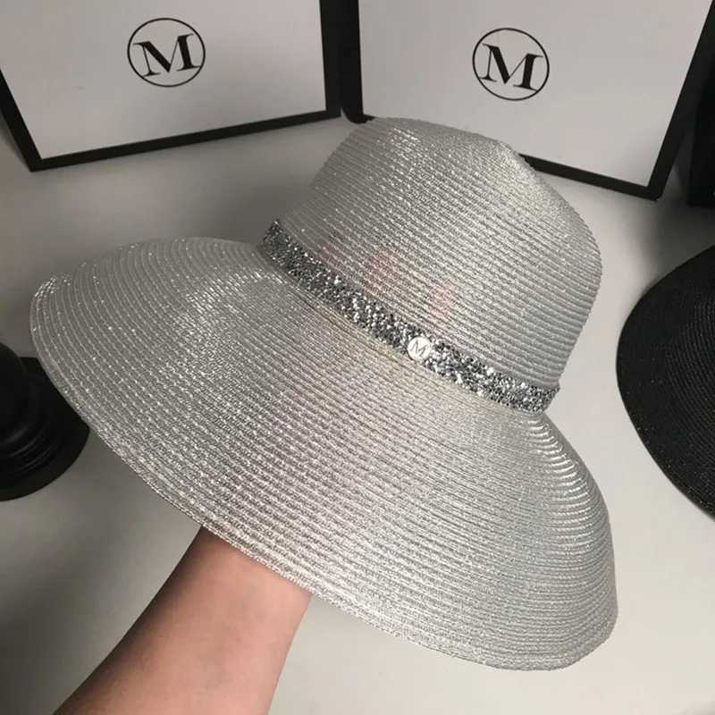 Bucket Hat Summer Hats for Women Fishing Hat Woolen Rhinestone Solid Color Bucket Hat Leisure Outdoor Beach Sun Hat Y250707