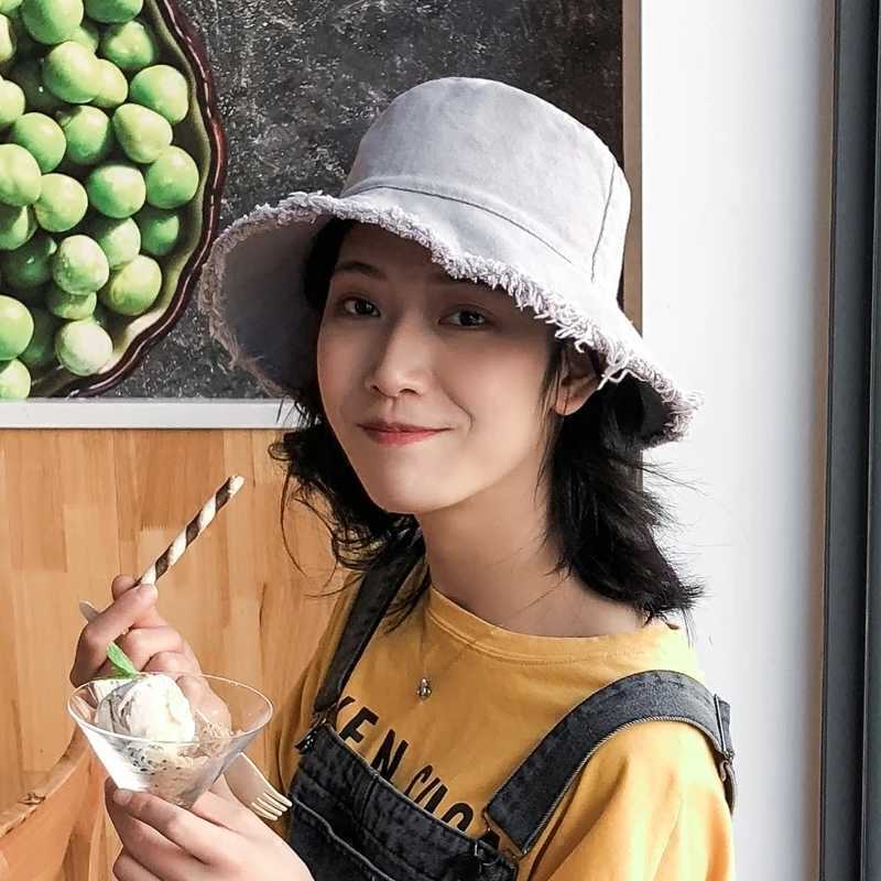 Bucket Hat Women Men Summer Fishing Hats Girls Casual Fishermen Cap Washed Denim Tassel Brim Kpop Hip Hop Bucket Hat Female Y250707