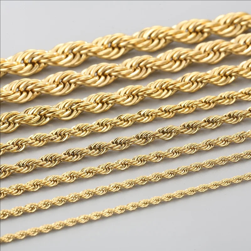 2mm8mm Stainless Steel Twisted Rope Chain Necklac for Men Women HipHop Long Necklace Jewelry Gift Wholesale Selling 250704