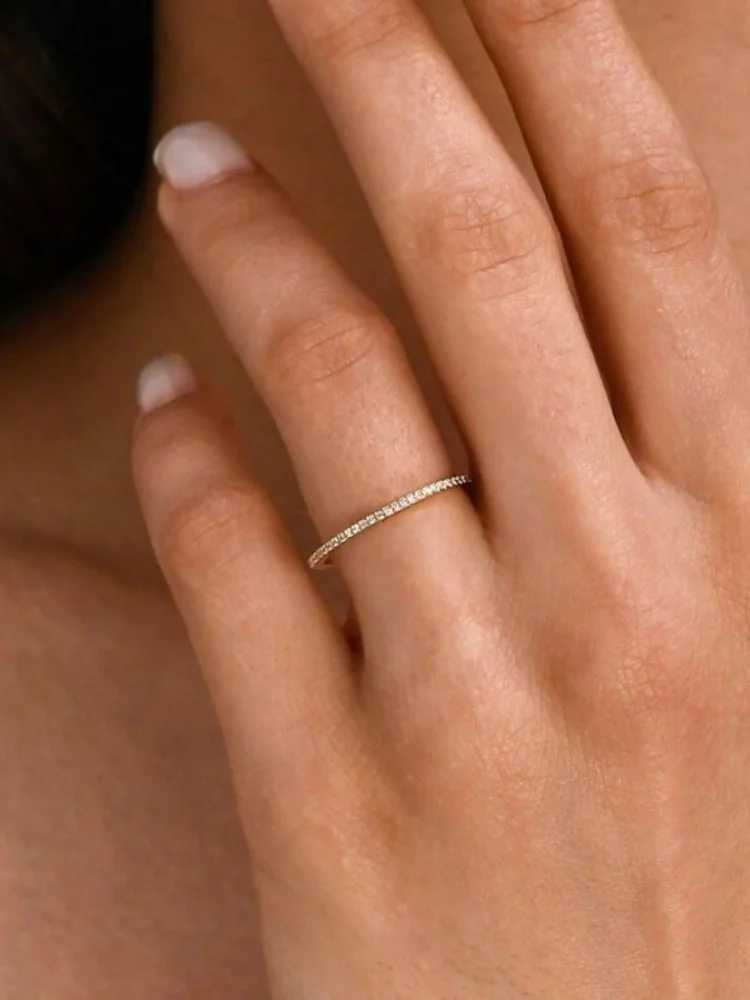 925 Sterling Silver Fashionable 1.4MM 1.6MM 1.8MM Full Zircon Ring For Women Engagement Wedding Luxury High Quality Fine JewelryXJ250707