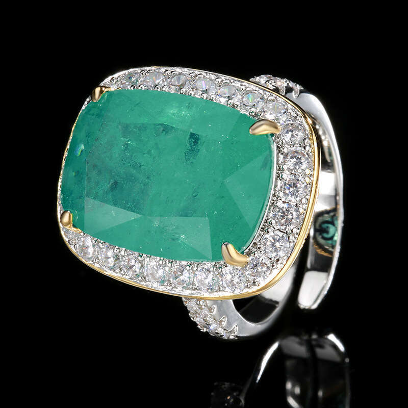 Hua Youmei Jewelry Ring Imitation Red Corundum Emerald Zircon Women's High-End Luxury Accessories 56F