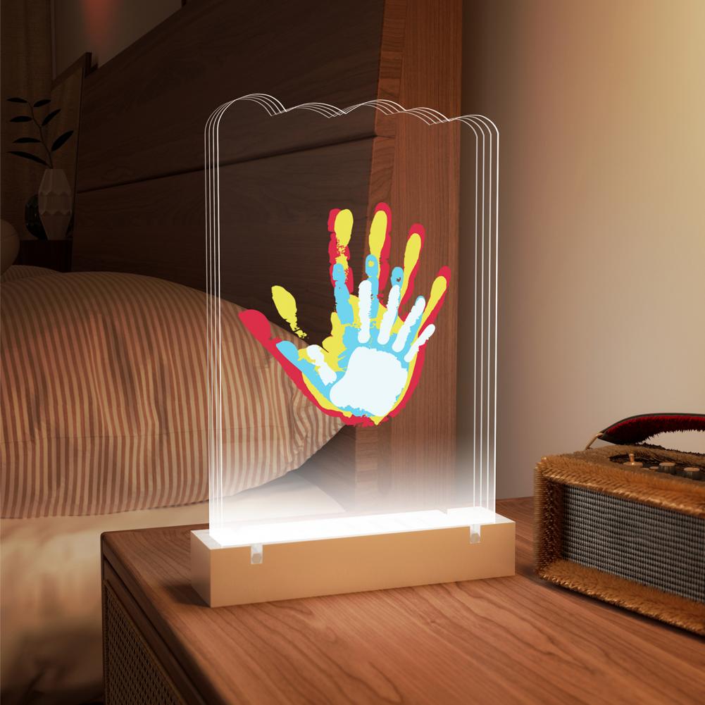 Art Diy Family Photo Frame Kit with Night Light Newborn Baby Keepsake Parents Handprint Footprint H260306