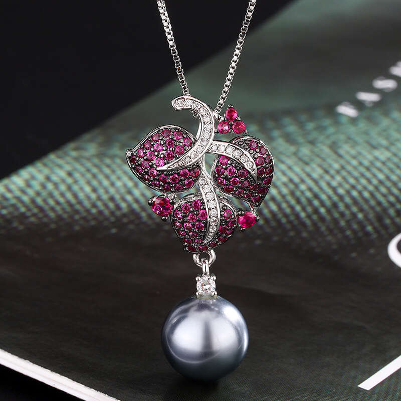 Jewelry New Set White Gray Pearl Earrings Necklace Pendant Fashion Accessories For Women 487