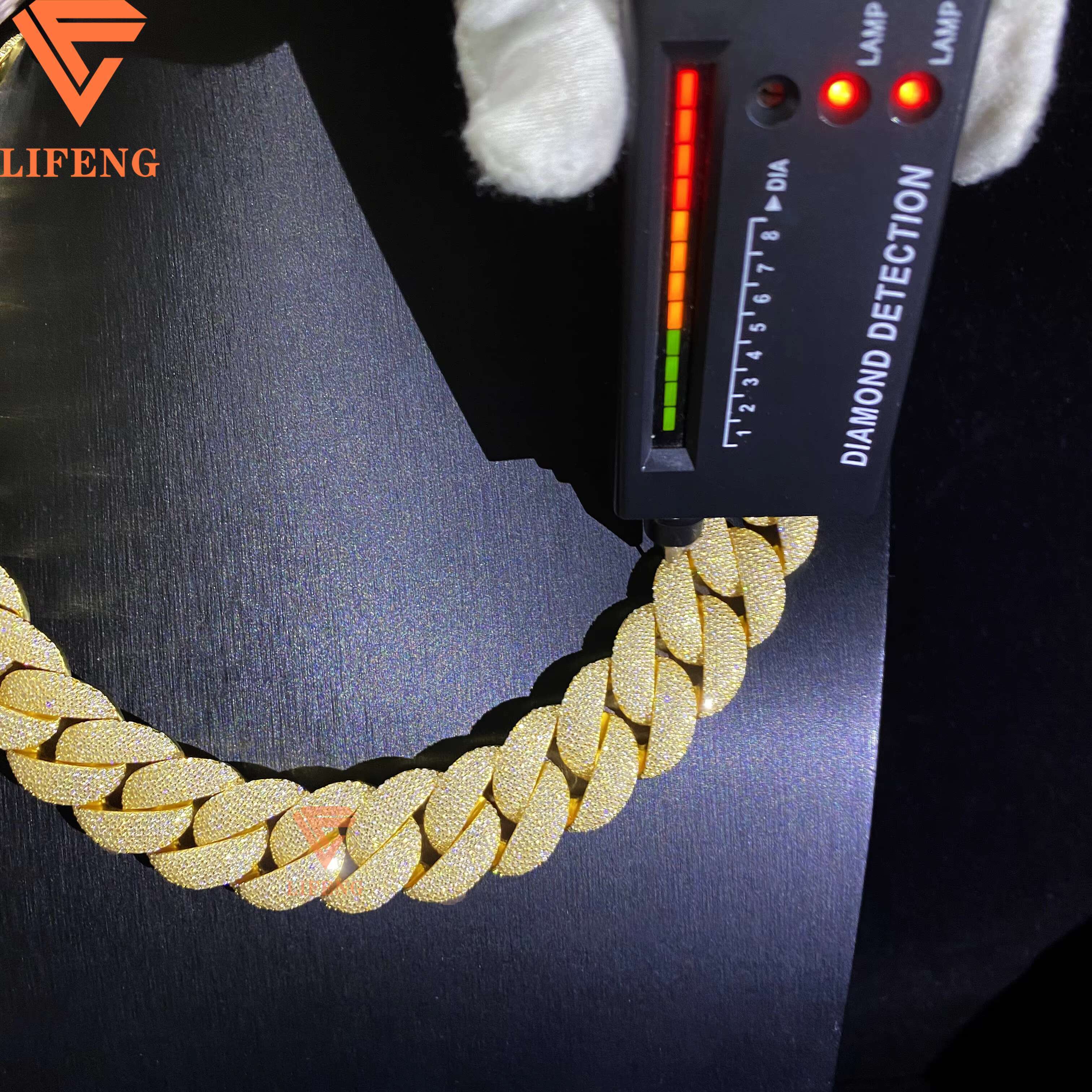 High Quality 23MM D VVS Moissanite Cuban Link Chain Iced Out Hip Hop Sterling Silver 925 Necklace Gold Plated Cuban Links Chains
