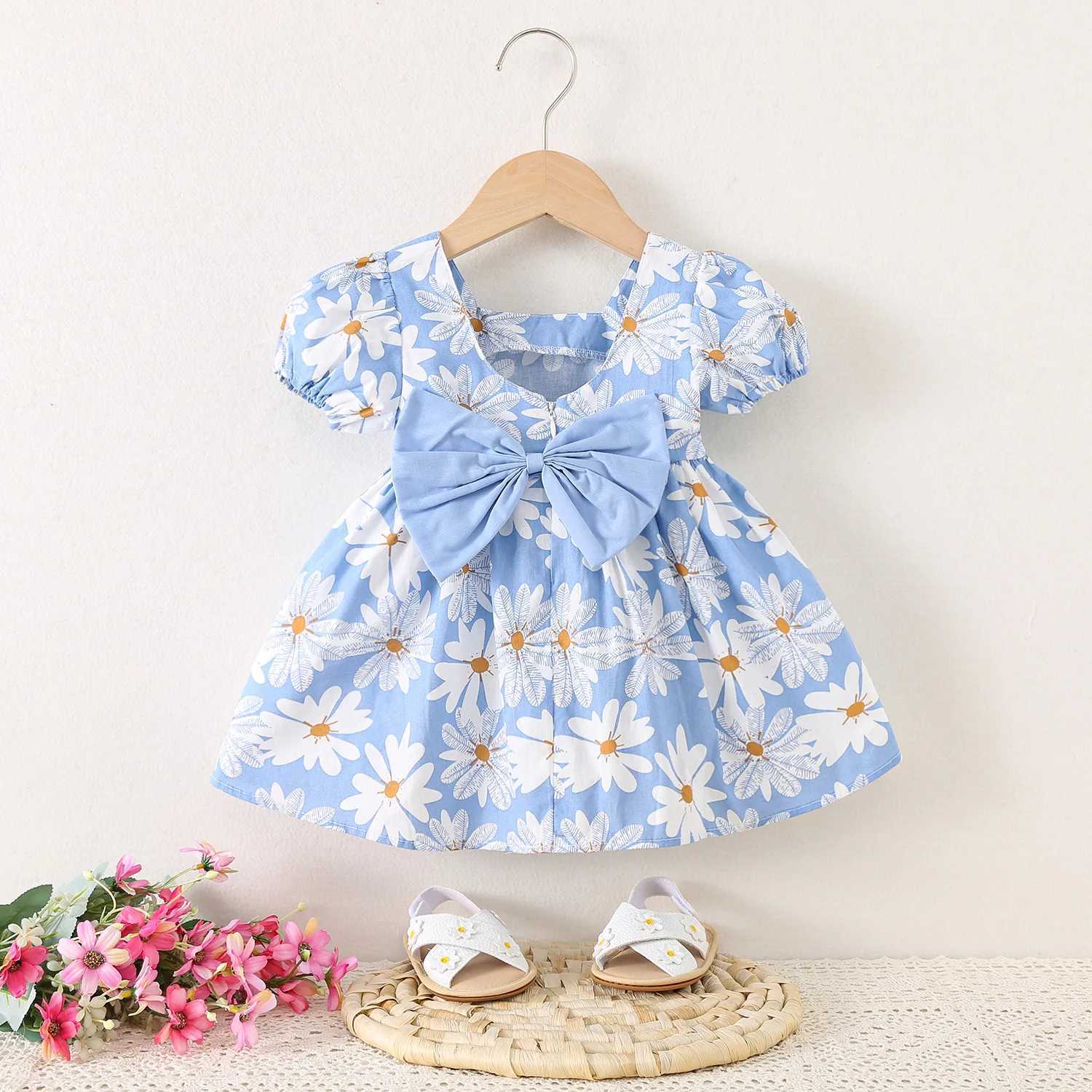 Baby Girl Dresses Summer Daisy Bow Short Sleeve Girls Dresses Cute Girls Beach Dresses Baby Girl Clothing R250707