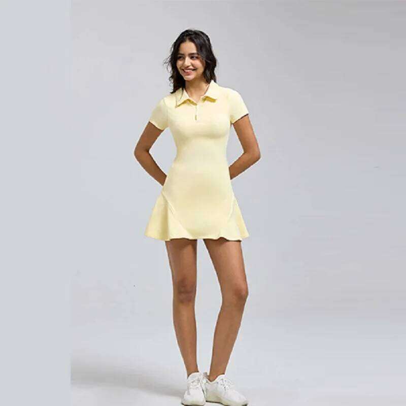 2025 Summer New Women's Retro Collar Polo Dress Sports Style Slim Tennis Golf Dresses Sleeved Ruffle Skirts with Short
