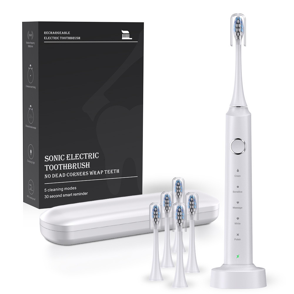 6 Brush Heads Sonic Electric Toothbrush Inductive Charging Soft Hair Portable Adult Toothbrush Gift231012