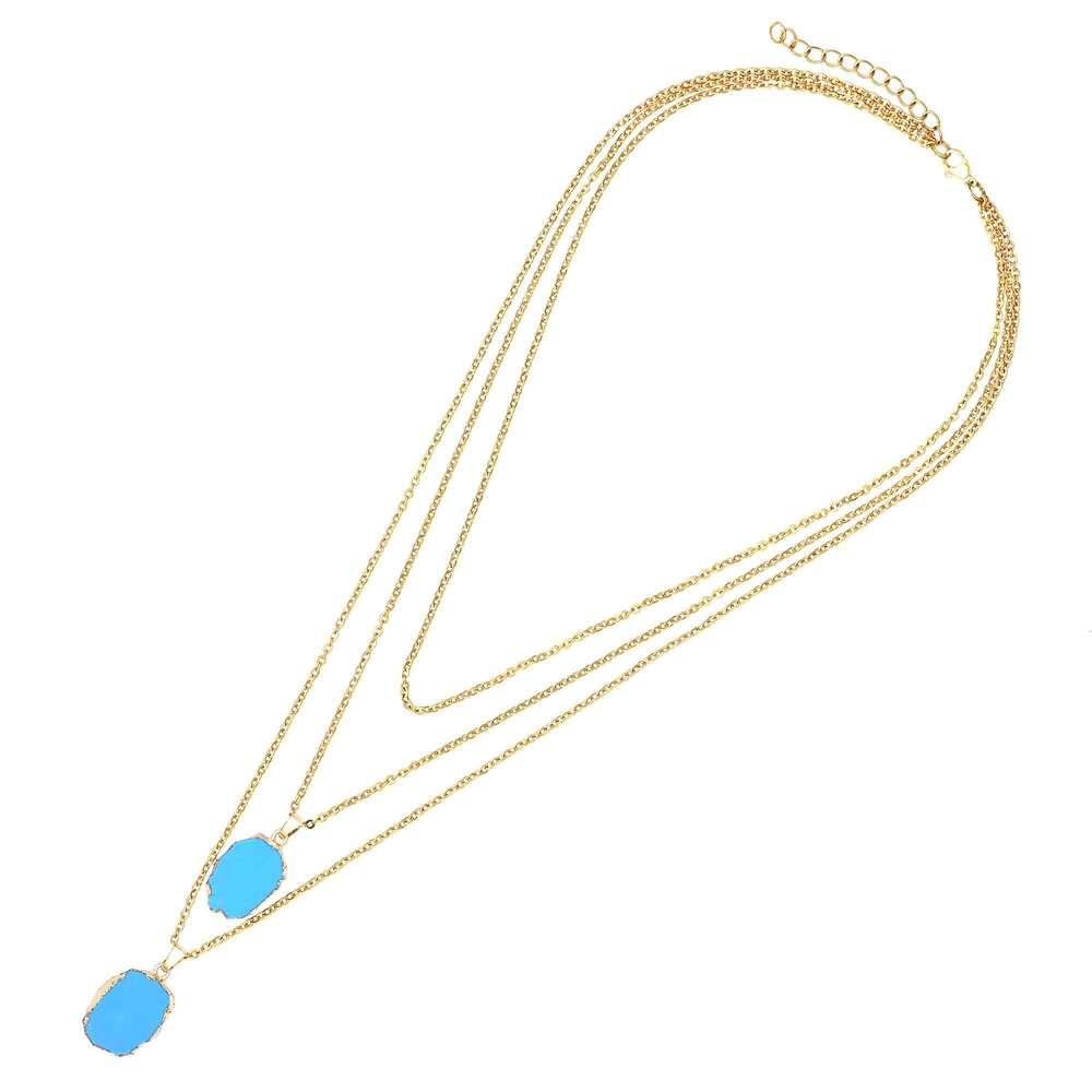 Design Bohemian Natural Copper Chain Howlite Women's Stone Pendant Necklace