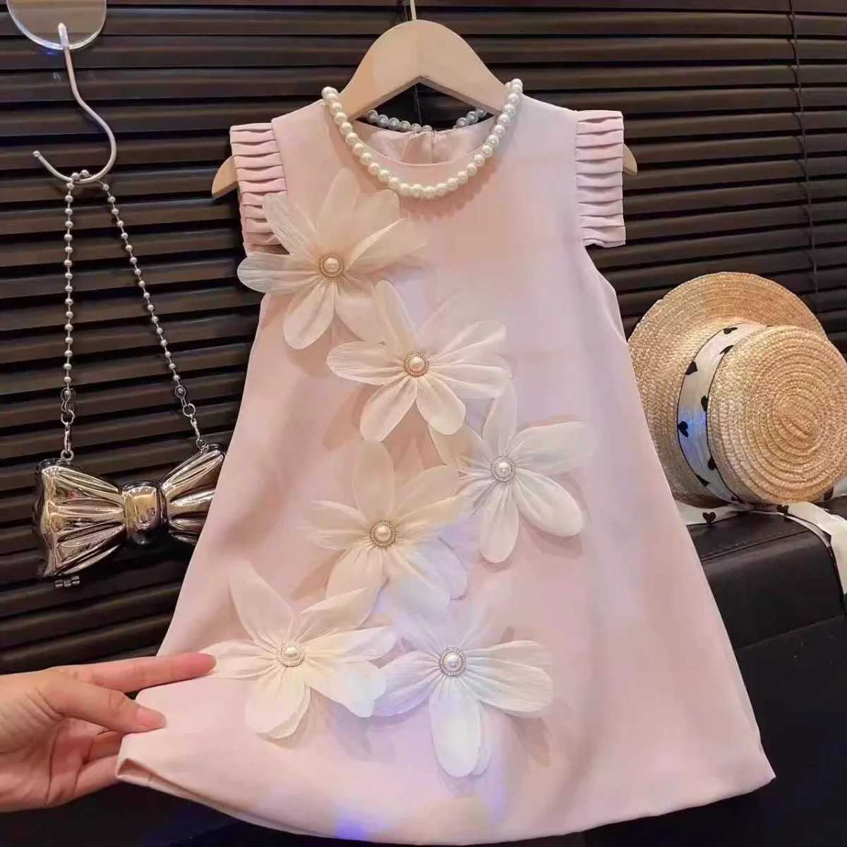 2-7 Years Summer New 3D Flower Vest Dress Girls Princess Dresses Baby Kids Clothing for Weddings and Parties Elegant Clothes R250707