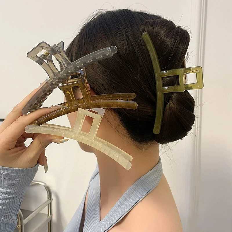 13cm Large Hair Clip For Thick Hair Claws Crab Girls Curly Transparent Coffee Hairpin Clamps Women Korean Ponytail Accessories Y250707