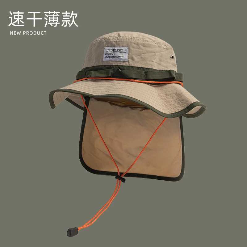 Spring and Summer Outdoor Quick-drying Bucket Hat Men and Women Sunshade Retro Outdoor Camping Hiking Fishing Mountaineering Cap Y250707