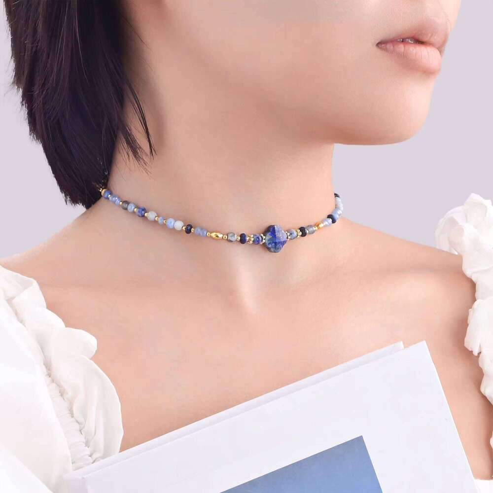 New Natural Stone Lapis Lazuli Beaded Phone Chain Friendship Gift