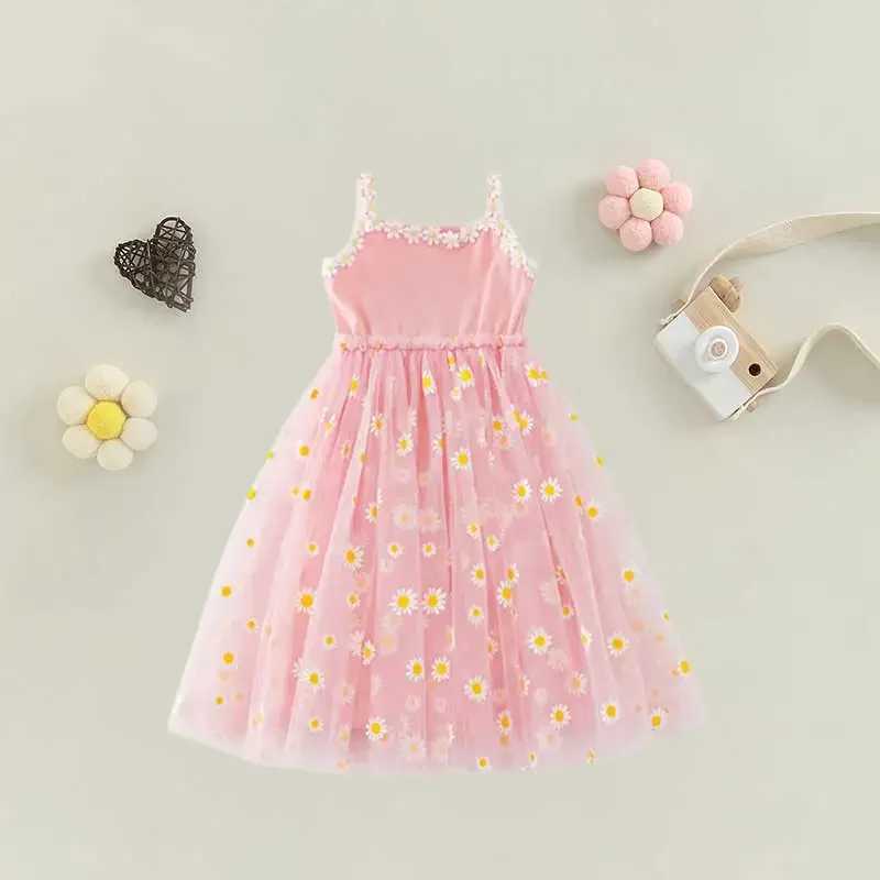 Summer Cute Daisy Princess Kid Baby Girls Dress Infant Puffy Sleeveless Floral Tulle Dress Birthday Party Sweet Vestido Clothes R250707