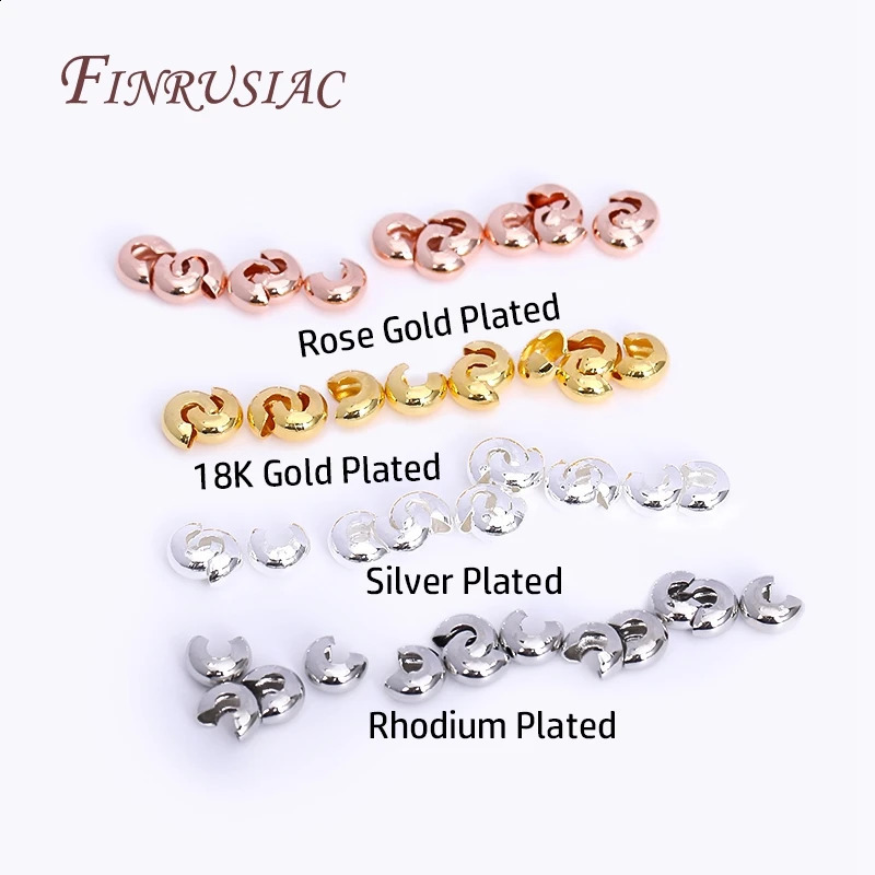 50100PcsLot Crimps Covers18K Gold Plated Crimp Bead CoversDIY AccessoriesJewelry MakingRound Covers End Beads 250625