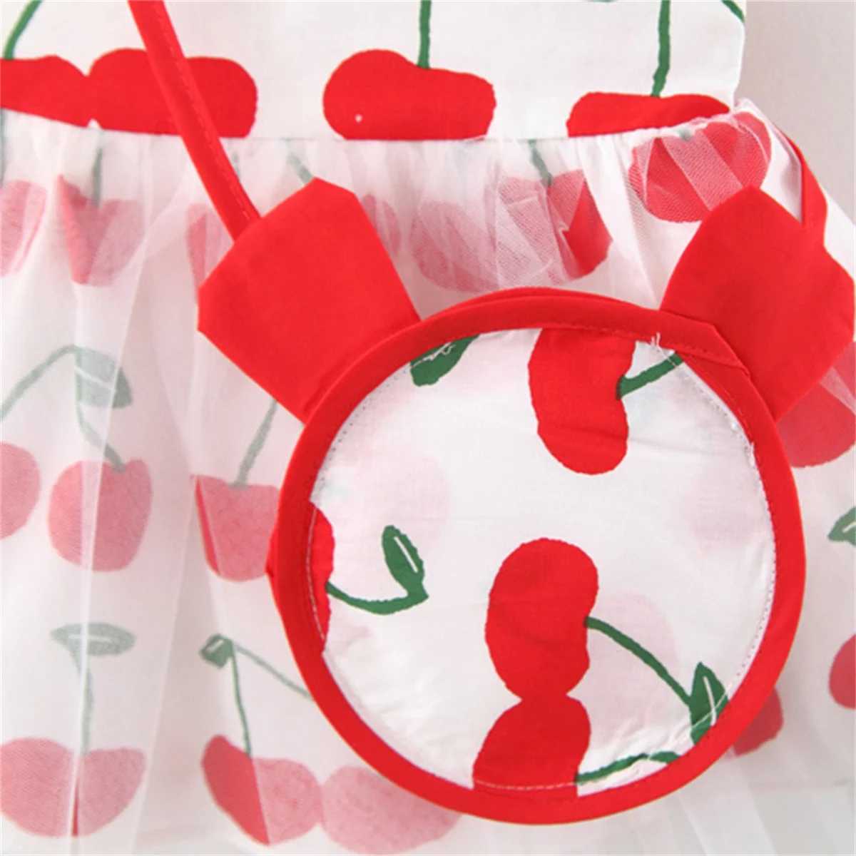 2-piece Summer Baby Girl Mesh Princess Party Birthday Dress and Bag Printed Suspender Sleeveless Fairy Clothes R250707