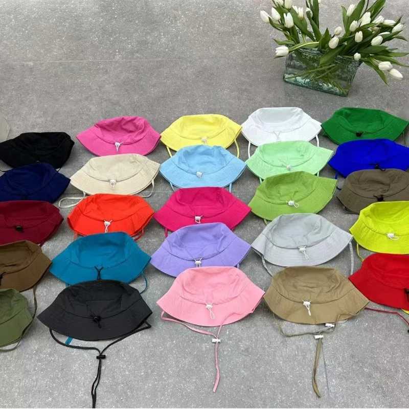 Ins Solid Color Casual Bucket Hats for Men and Women with Summer Thin Quick-drying Sun Protection Versatile Drawstring Brim Hat Y250707