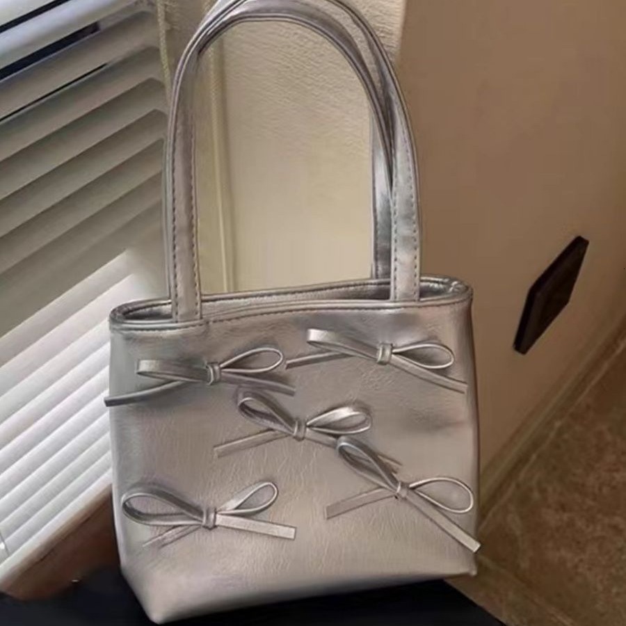 designer 2025 New Simple Fashion Women's Korean Style Niche Casual Bowknot Small Square Bag High-Quality Texture Underarm Bag