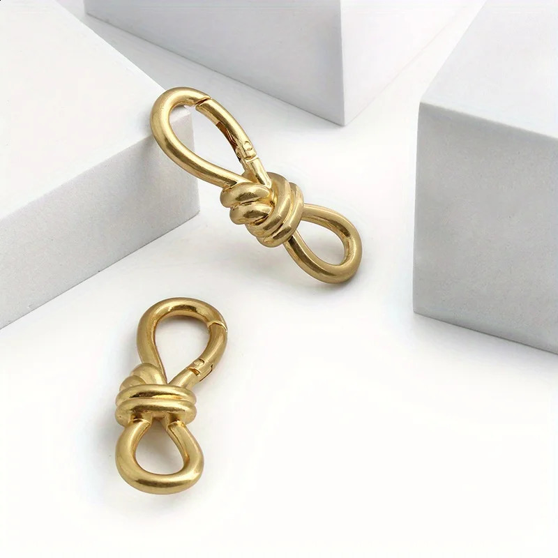 2PCS 74mm Womens Tote Bag Metal Twist Spring Ring Lobster Clasp Shoulder Bag Shoes Clothes Knot Decoration Keychain 250630