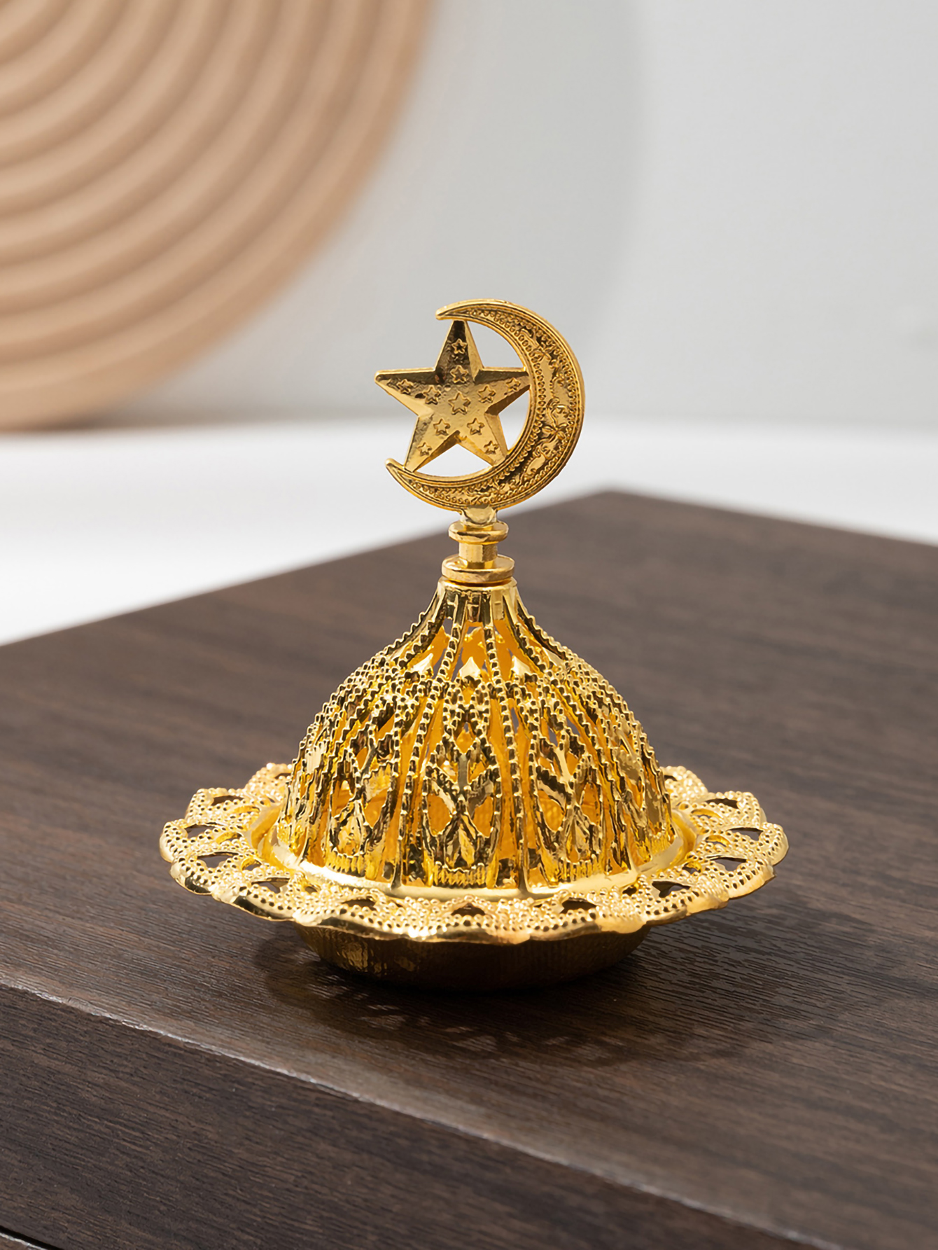 1Pc, Cavo In Medio Oriente Golden Incenseburner, Burner Di Incenso A Forma Di O…