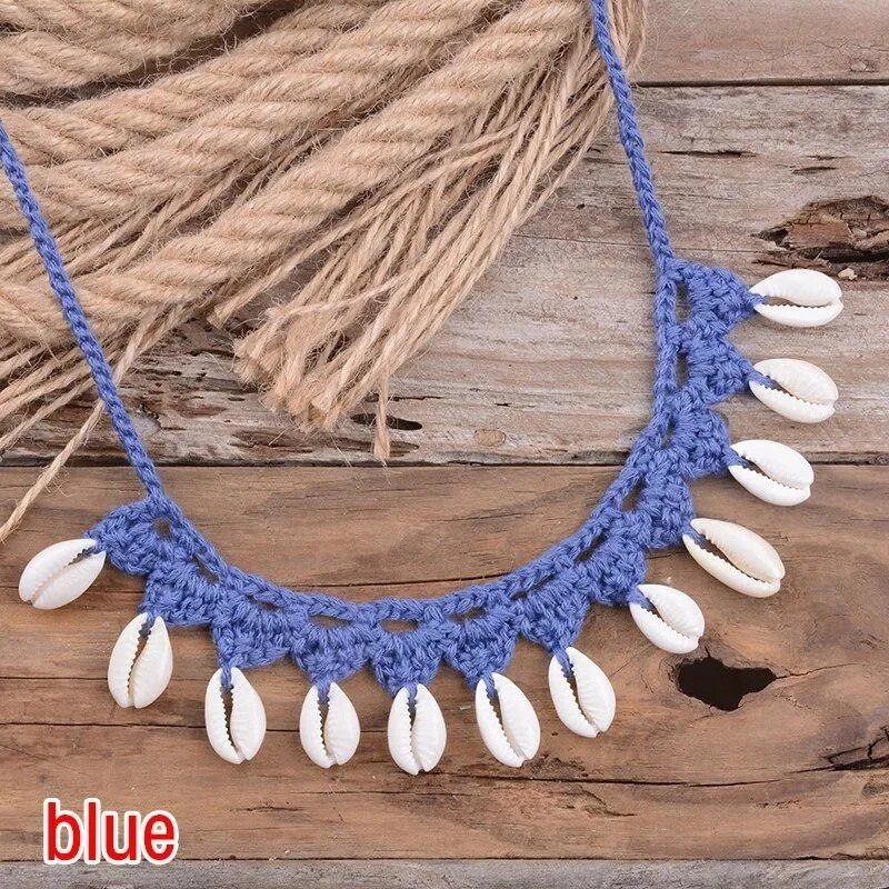 Bohemian Shells Necklaces for Women Handmade Woven Rope Chain Choker Necklace Summer Beach Beaded Jewelry 250704